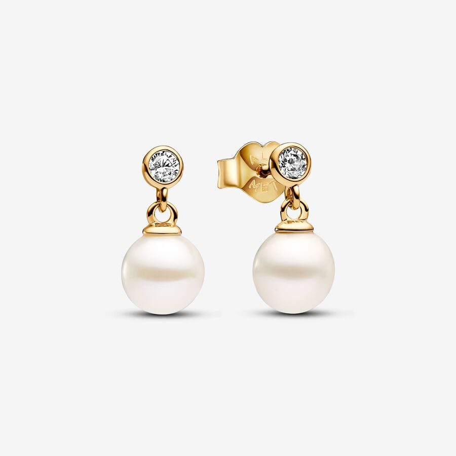 Pandora Gold Plated Pearl Drop Earrings