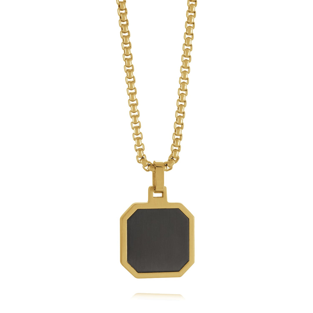 Italgem Steel Octagon Square Pendant Necklace.