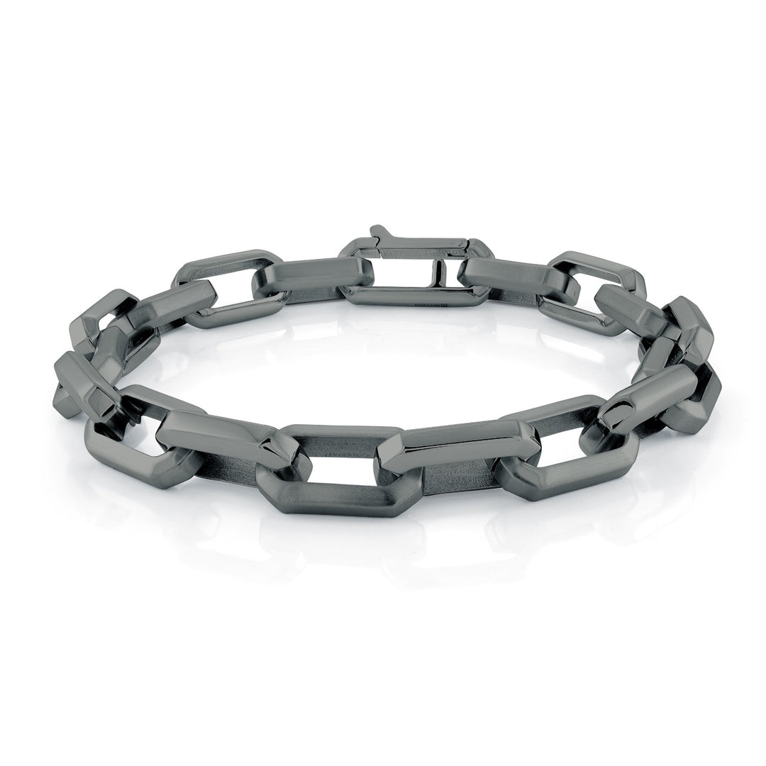 FINAL SALE - Italgem Steel 9mm Rectangular Link Bracelet, 8.5"