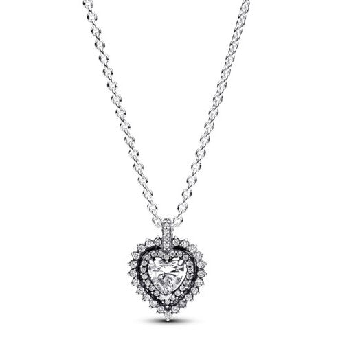 FINAL SALE - Pandora Sparkling Heart Halo Pendant Necklace