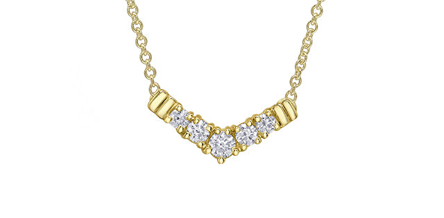 10K Diamond Chevron Necklace, 0.25TDW