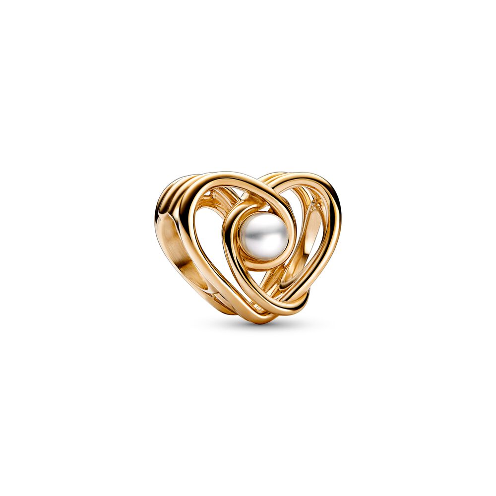 FINAL SALE- Openwork Swirling Heart & Treated Freshwater Cultured Pearl Charm