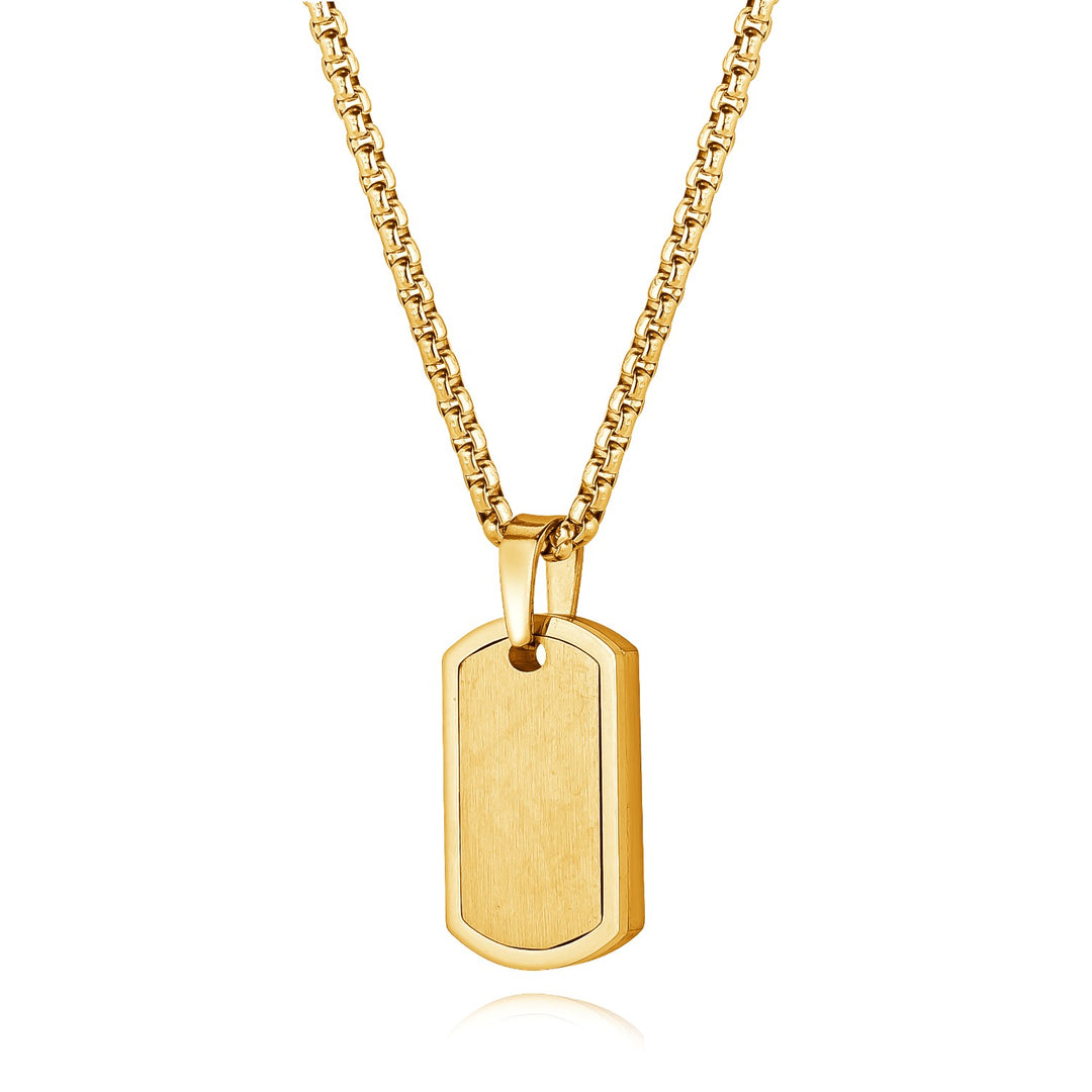 Stainless Steel Gold Plated Dog Tag Necklace
