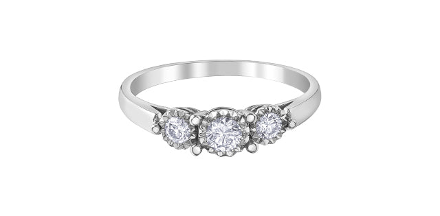 Illuminaire 10k White Gold Three Stone Engagement Ring