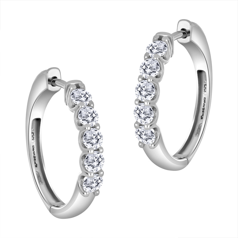 14K Lab Grown Diamond Hoop Earrings, 0.75 TDW