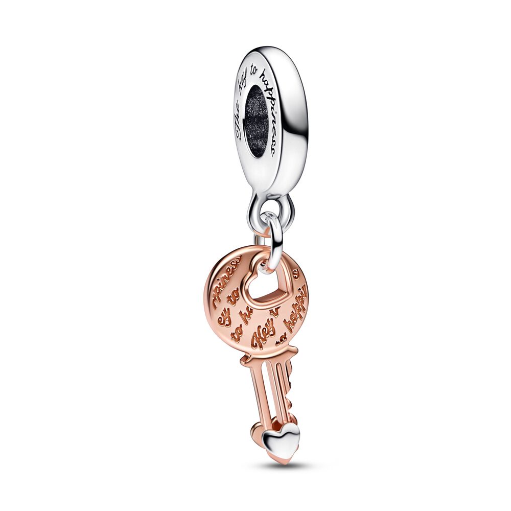 FINAL SALE - Pandora Two-tone key & Sliding Heart Dangle Charm