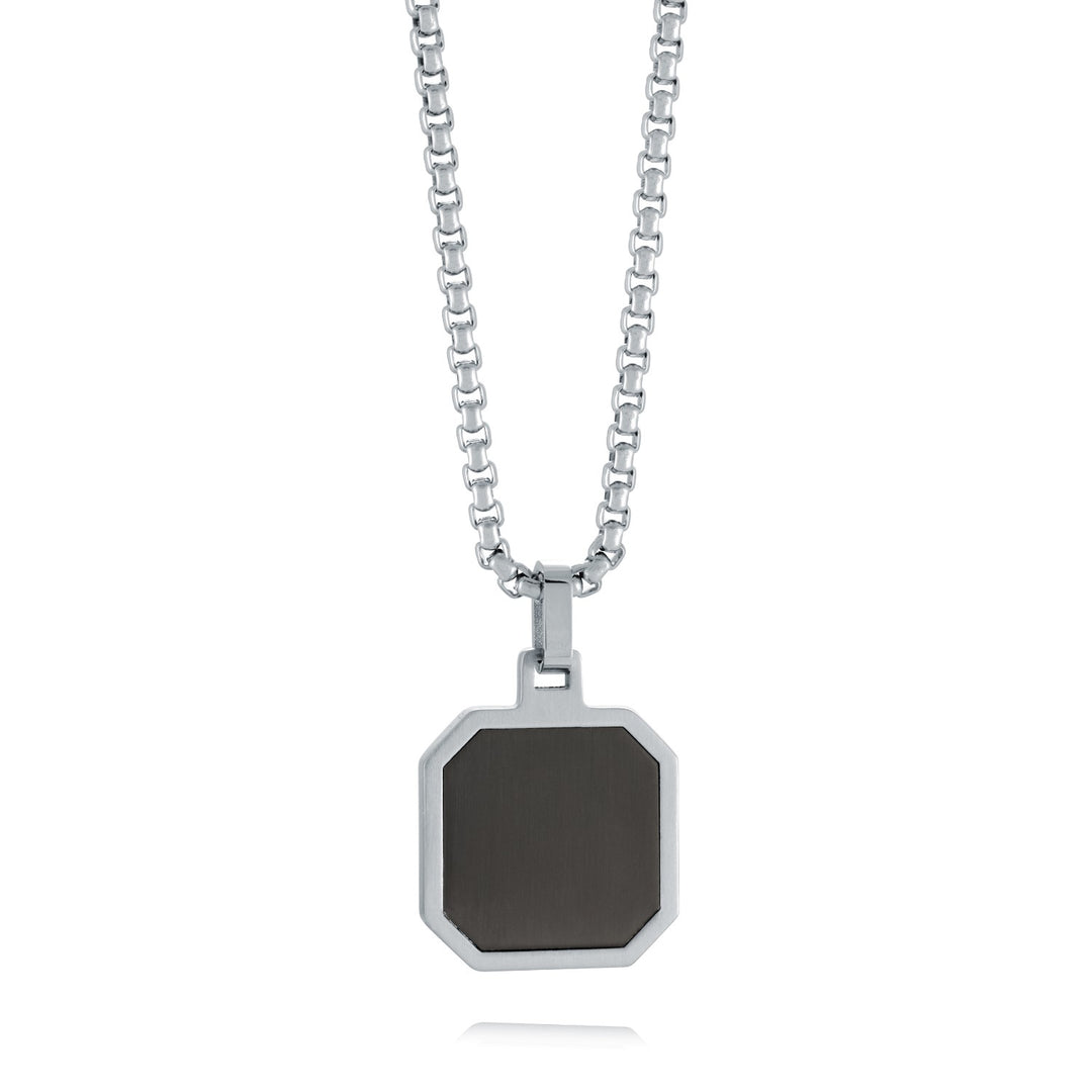 Italgem Steel Black Octagon Pendant