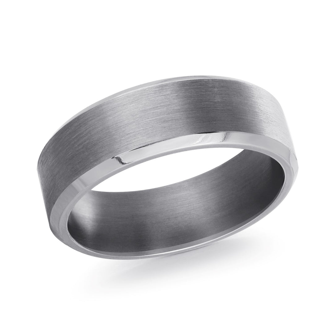 Tantalum 7mm Comfort Fit Wedding Band with Satin Finish Middle and Polished Edges