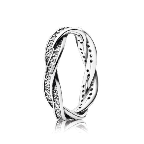 FINAL SALE- Pandora Sparkling Twisted Lines Ring, Size 52