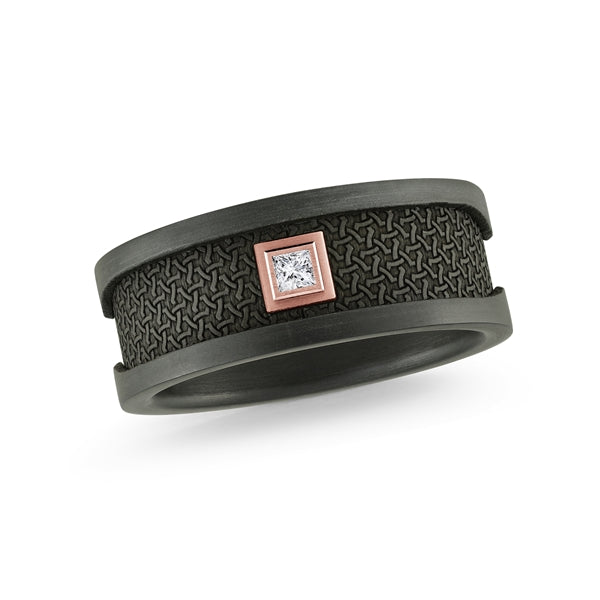Mardini Noir - Patterned Carbon Fiber, Diamond and 14K Ring