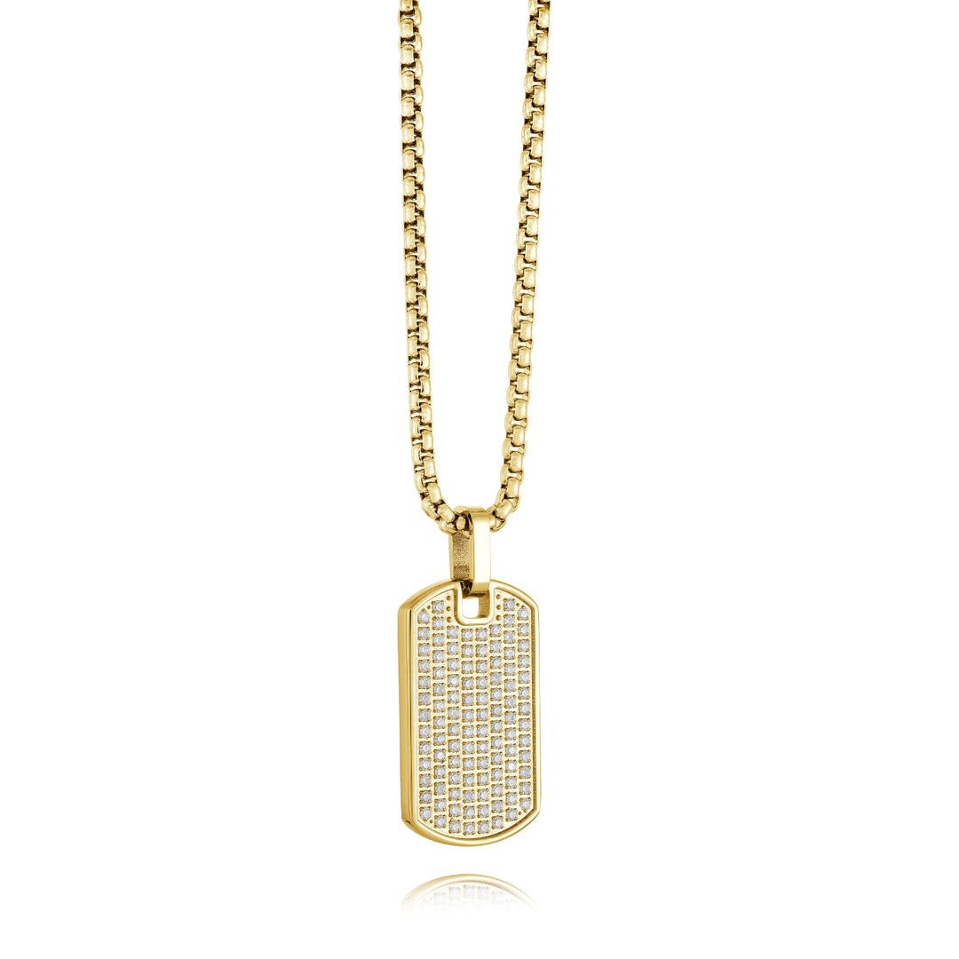 Italgem Steel Dog Tag Pendant, 22"