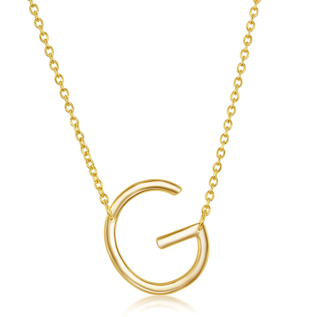 Gold Plated Sideways Initial Necklace - G