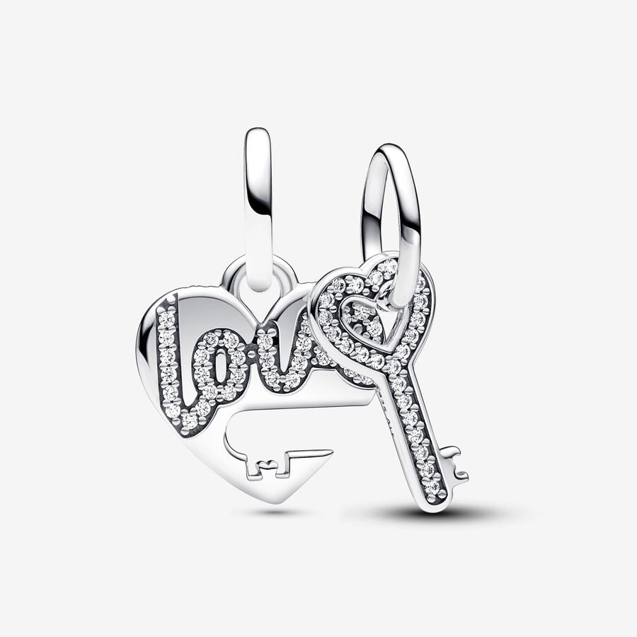 FINAL SALE - Pandora Splittable Heart & Key Dangle Charm
