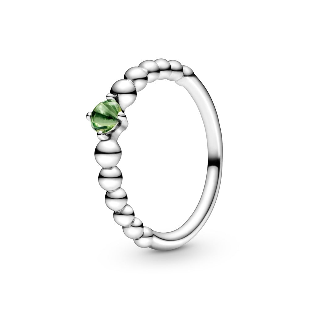 FINAL SALE - Pandora Birthstone August Spring Green Beaded Ring, size 7