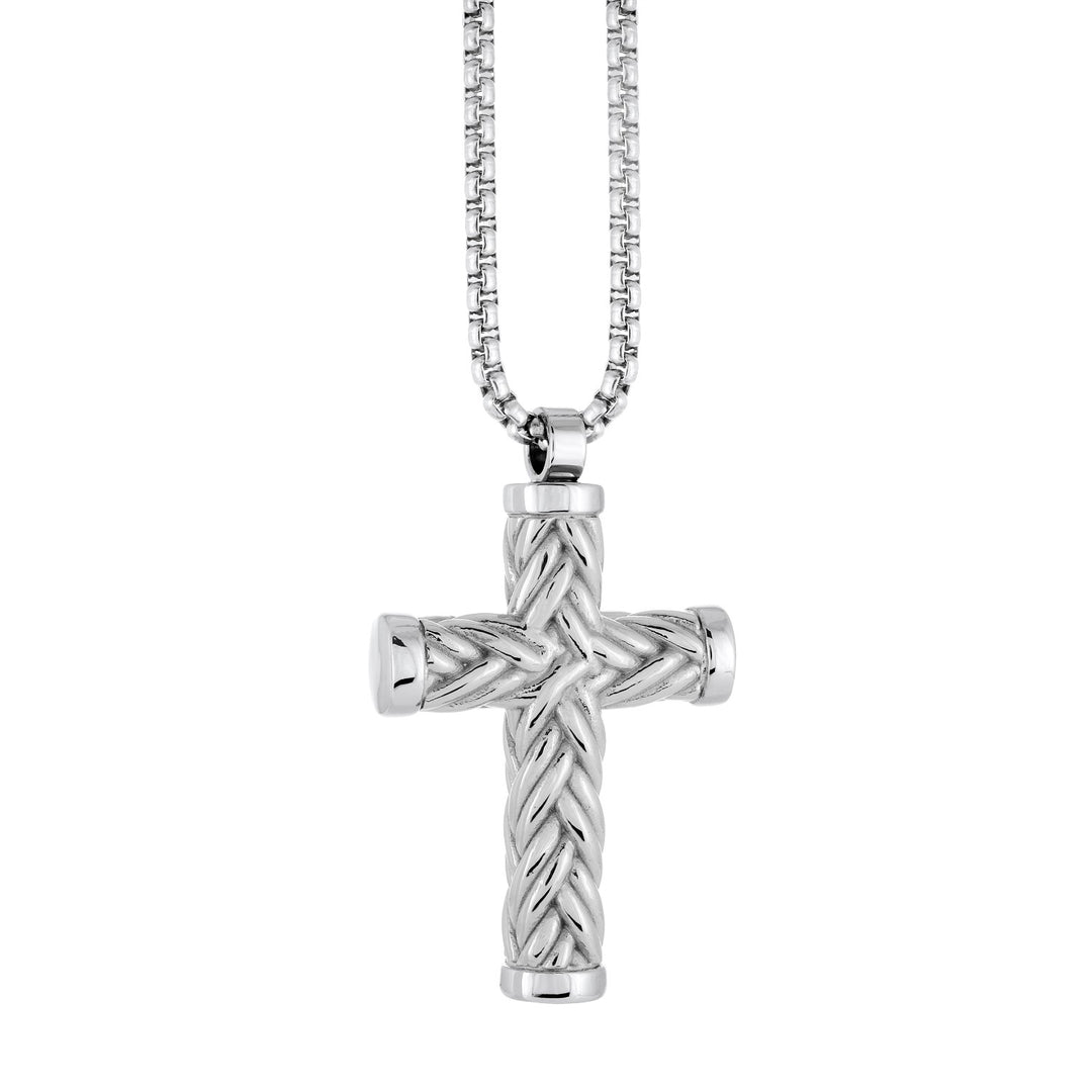 Italgem Steel Weave Cross Pendant