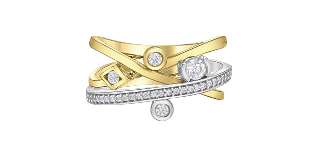 I Am Canadian 10k Two-Tone Criss-Cross Engagement Ring