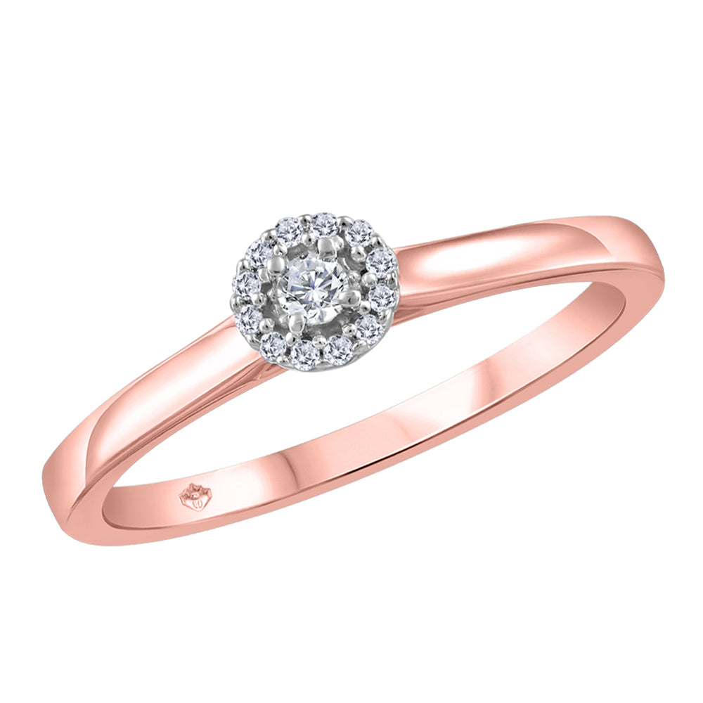 10 Karat Halo Engagement Ring, 0.04 CT Center