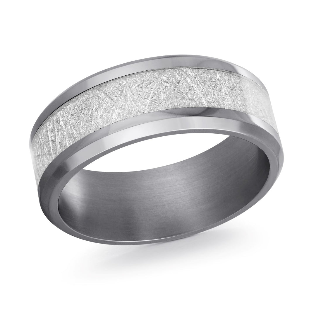 Tantalum 8mm Comfort Fit Wedding Band with Meteorite Center
