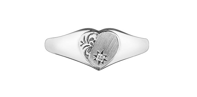 10k White Gold Heart Shaped Ring, 0.01TDW