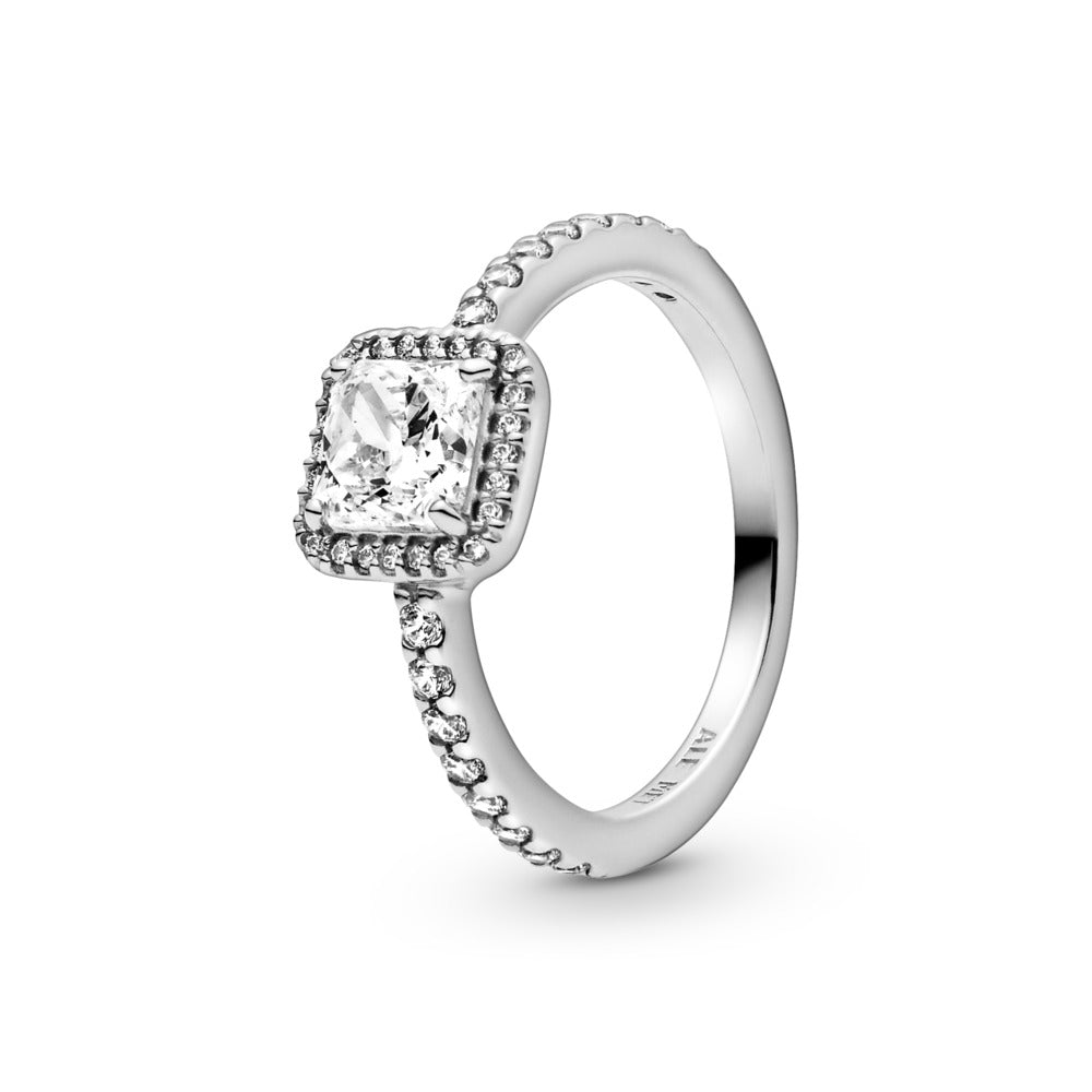 FINAL SALE- Square Sparkle Halo Ring, size 4.5