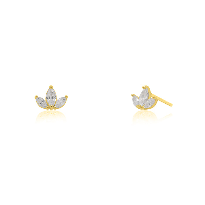 10K CZ Lotus Micro Stud Earrings