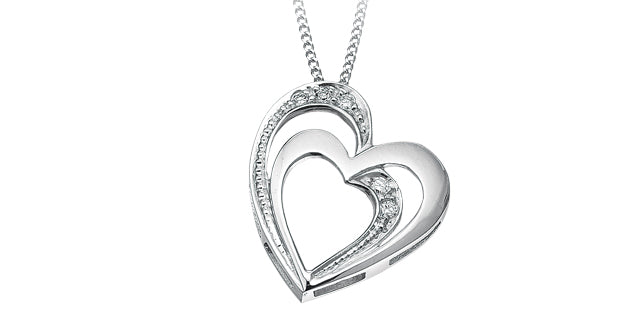 10K Double Heart Diamond Pendant