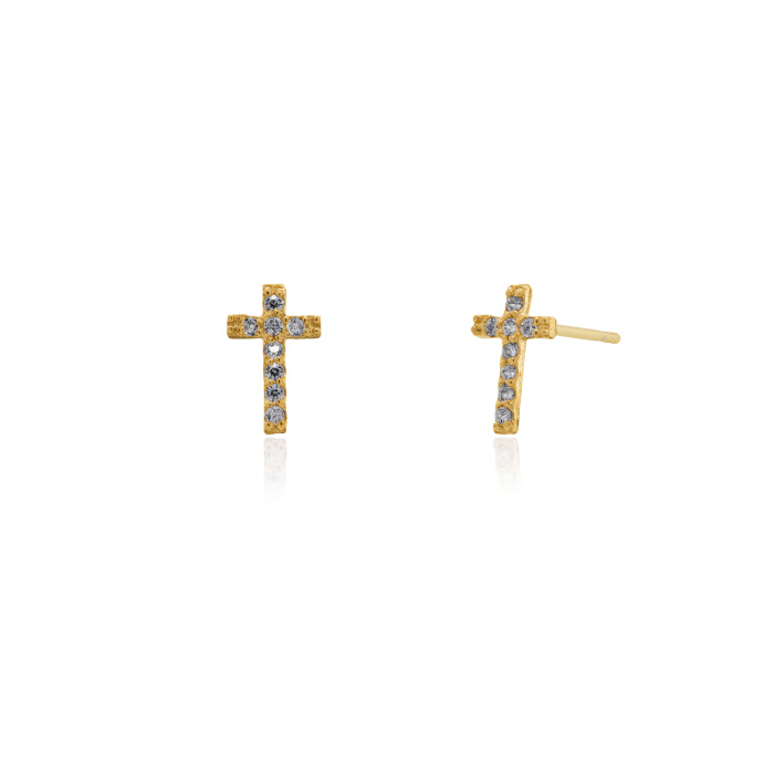 10K CZ Cross Stud Earrings