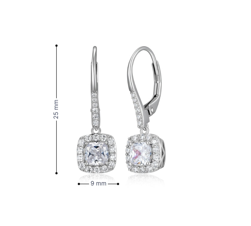 "Radiance" Cushion Cut Halo Drop Earrings