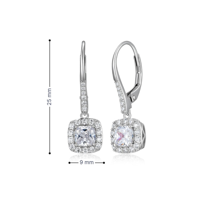 "Radiance" Cushion Cut Halo Drop Earrings