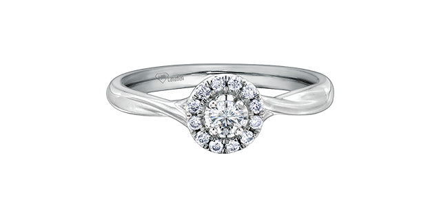 10 Karat Halo Engagement Ring, 0.16 CT Center