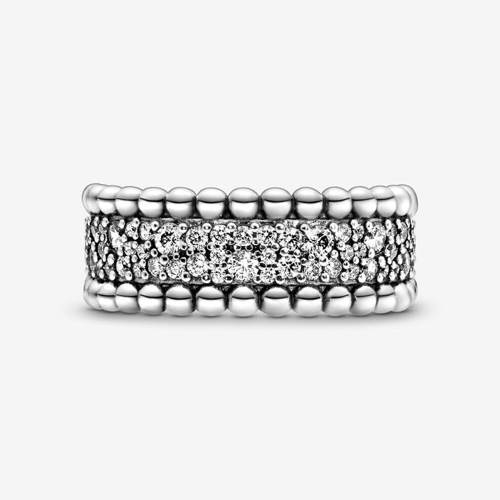 Pandora Beaded Pavé Band Ring, sz 6.0