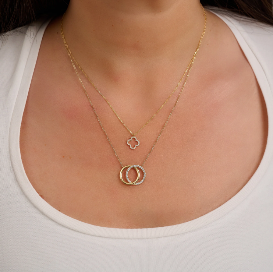 FINAL SALE - 14K Diamond Clover Pendant