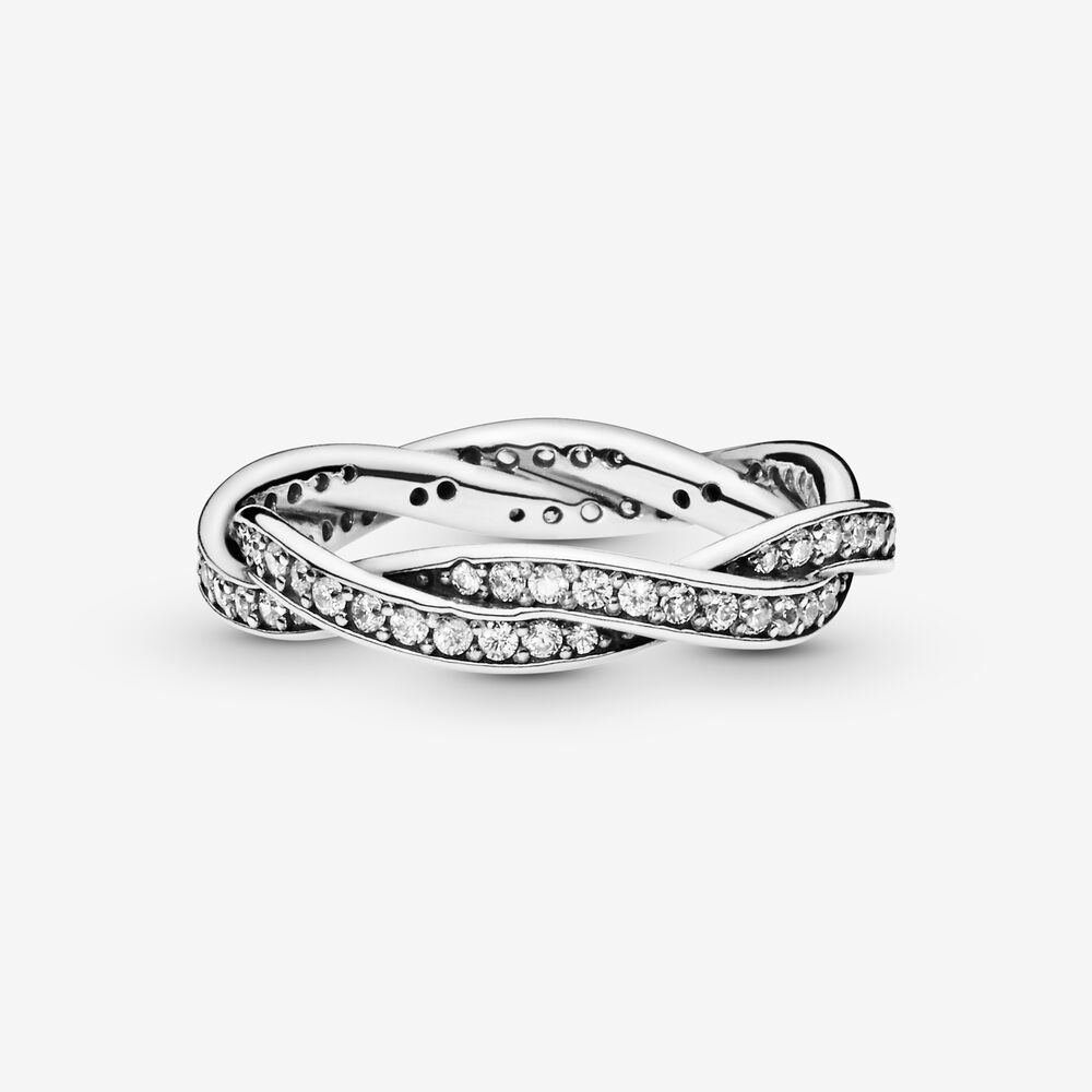 Pandora Sparkling Twisted Lines Ring, size 9.0