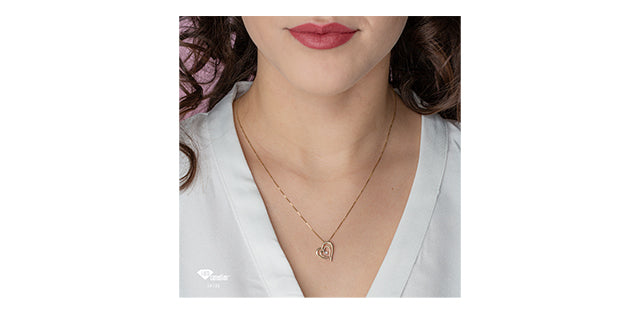 10K Double Heart Diamond Pendant