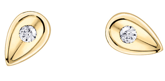 Forever Jewellery 10k Gold Tear Drop Shaped Diamond Earrings. 0.04tdw
