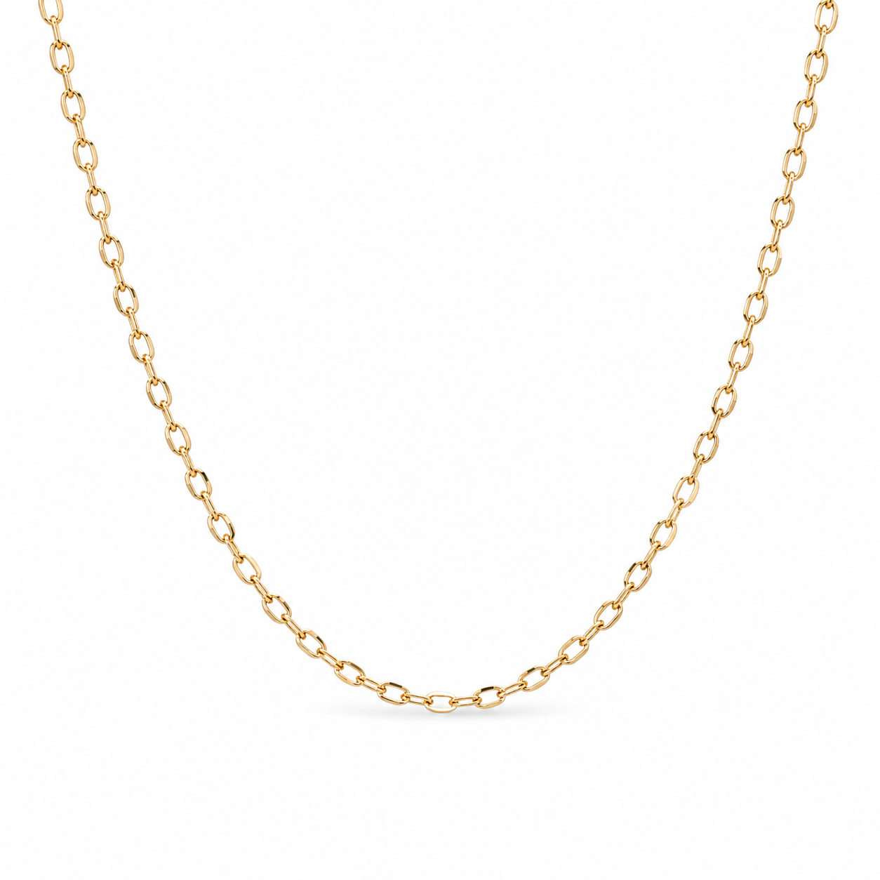 10k Yellow Gold 1.7mm Fancy Cable Link Chain 19.7" Necklace