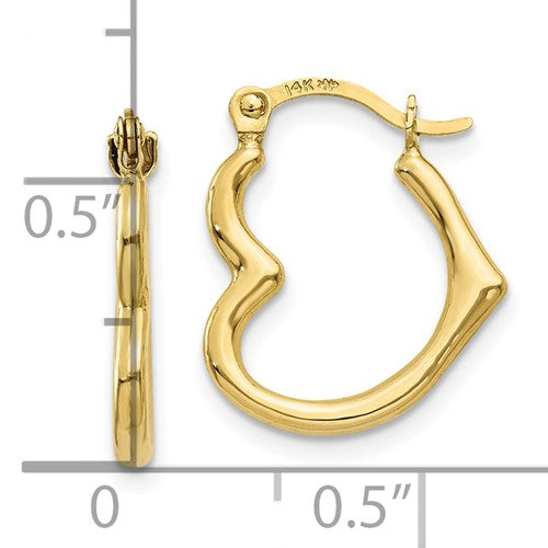 10K Heart Shaped 16MM Hoop Earrings