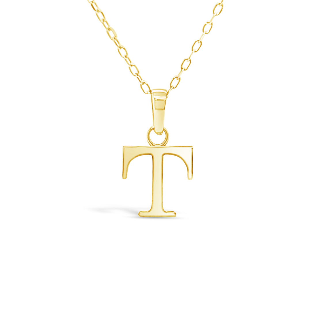 10KY "T" Inital Pendant