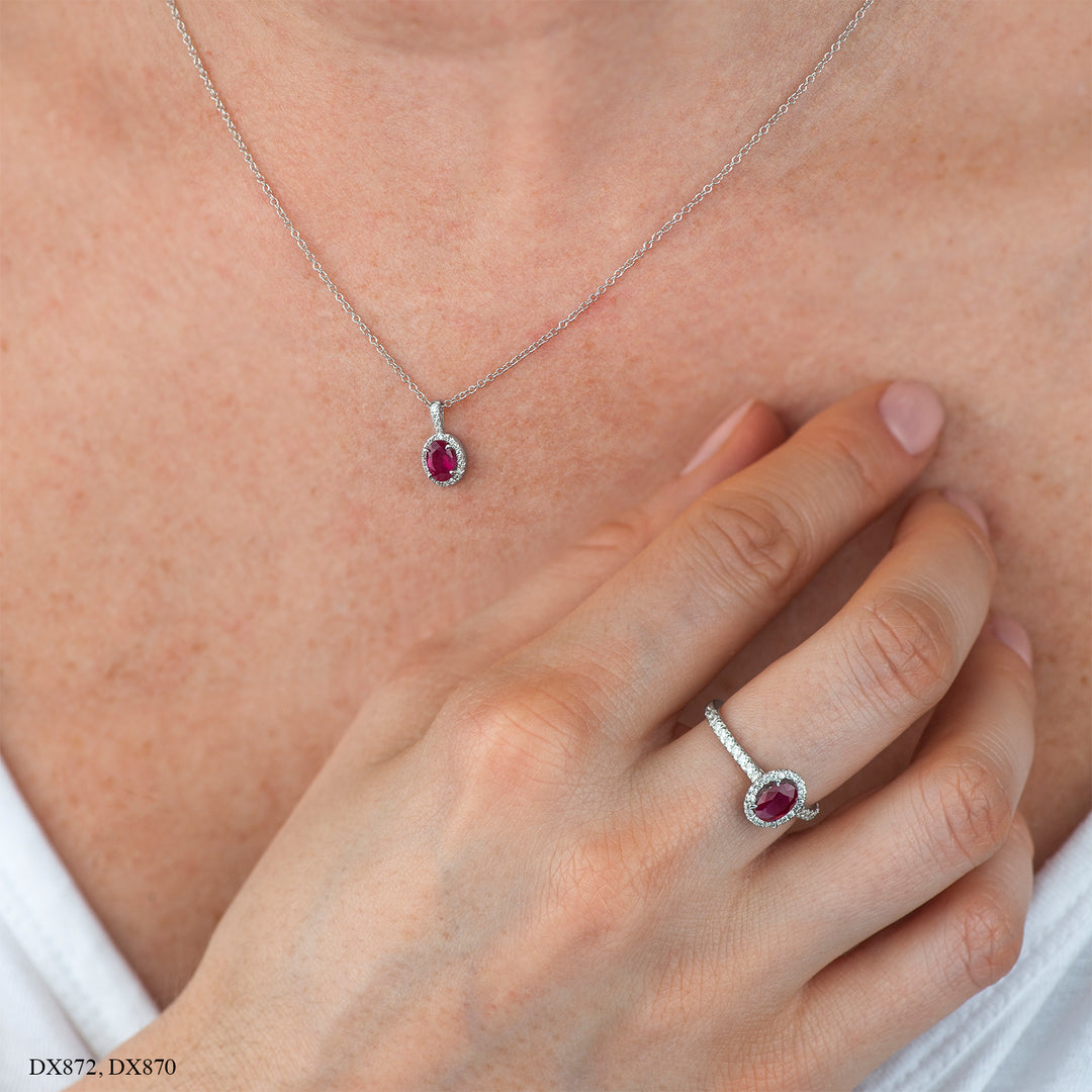 10K Ruby & Diamond Halo Ring