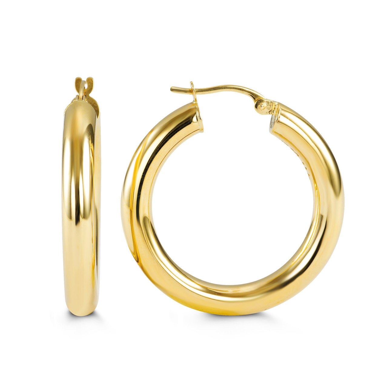 10K Round Tube 4MM Hoop Earrings