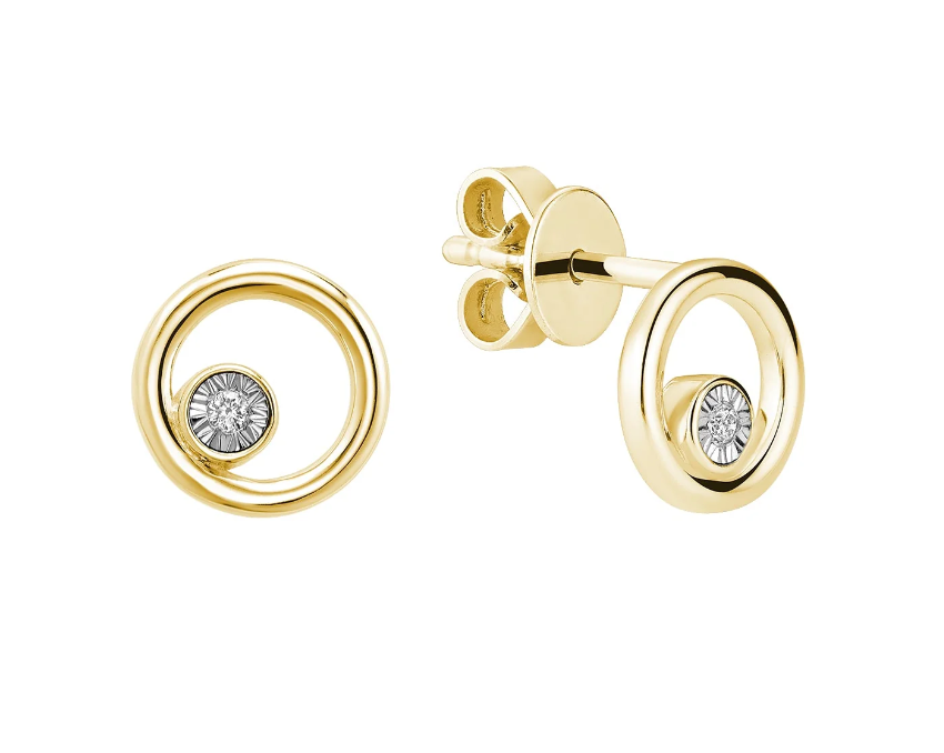 10K Circle Diamond Stud Earrings, 0.02 TDW