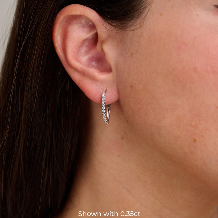 14k Gold V-Shaped Diamond Hoop Earrings. 0.33tdw