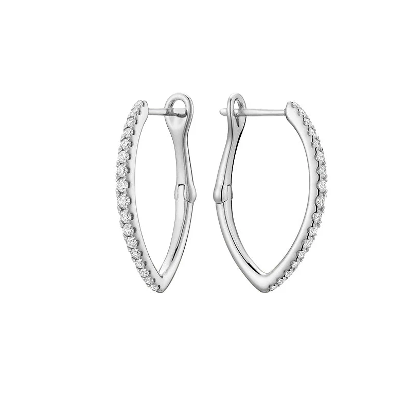 14k Gold V-Shaped Diamond Hoop Earrings. 0.50tdw