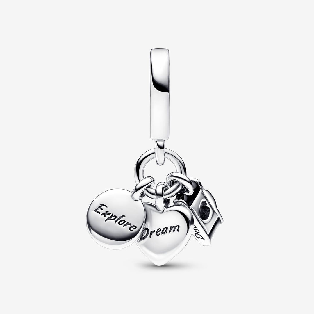 Pandora Camera, Heart & Compass Triple Dangle Charm