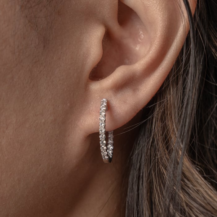 1.50TDW Lab-Grown Inside Out Hoop Earrings, Sterling Silver