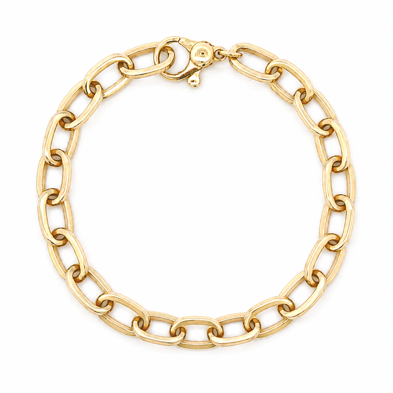14K Yellow Gold Polished 6.9mm Oval Link 8" Bracelet