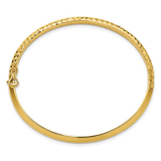 14K Yellow Gold 3.75mm Diamond-Cut & Polished Oval Bangle