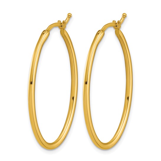 14K Yellow Gold Polished Large Oval Hoop Earrings