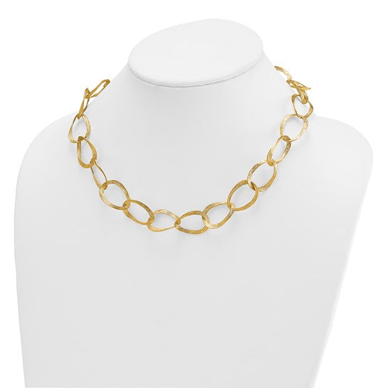 14k Yellow Gold Textured 17.2mm Large Oval Link 20" Chain Necklace