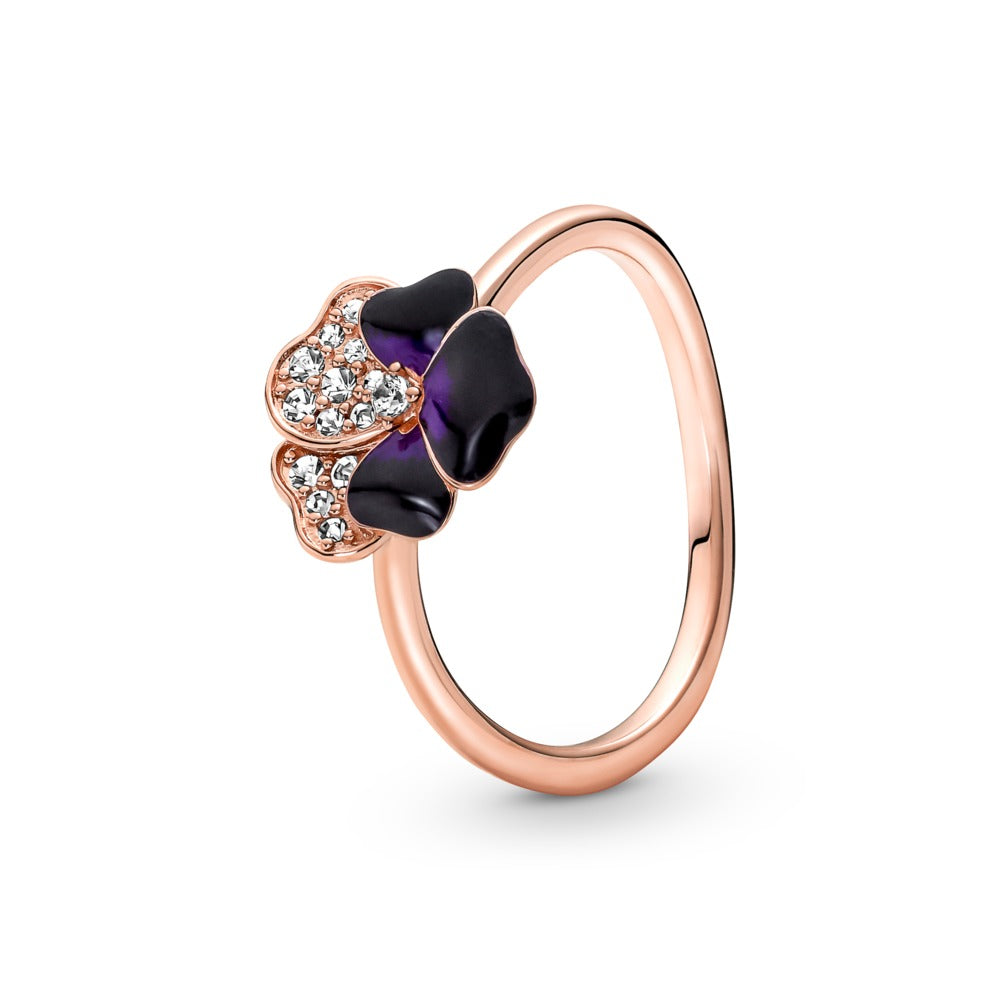 FINAL SALE- Pandora Deep Purple Pansy Flower Ring, size 7